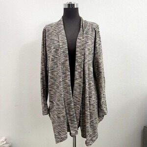 J. Jill Sweater Women Large Open Front Waterfall Khaki Long Sleeve 100% cotton